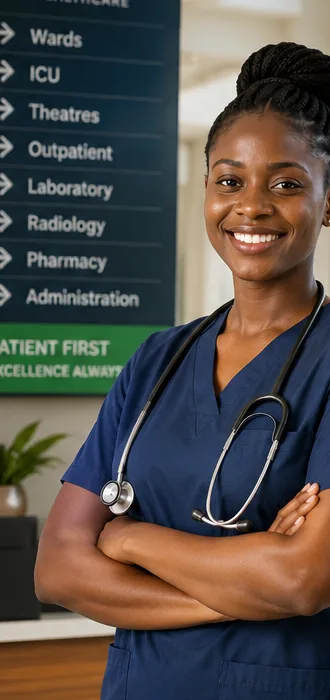 A student nurse with a tablet